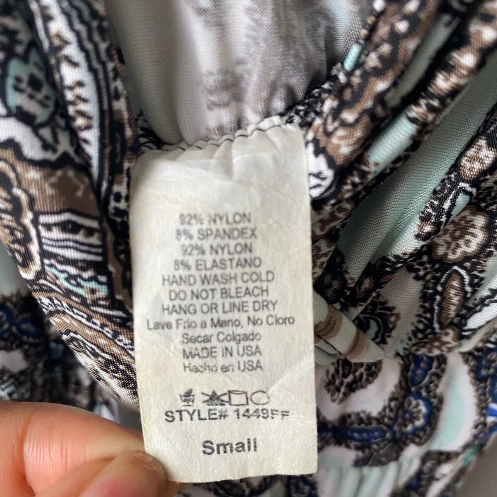 Adrienne sz S teal‎ white deep plunge jumpsuit - Image 6