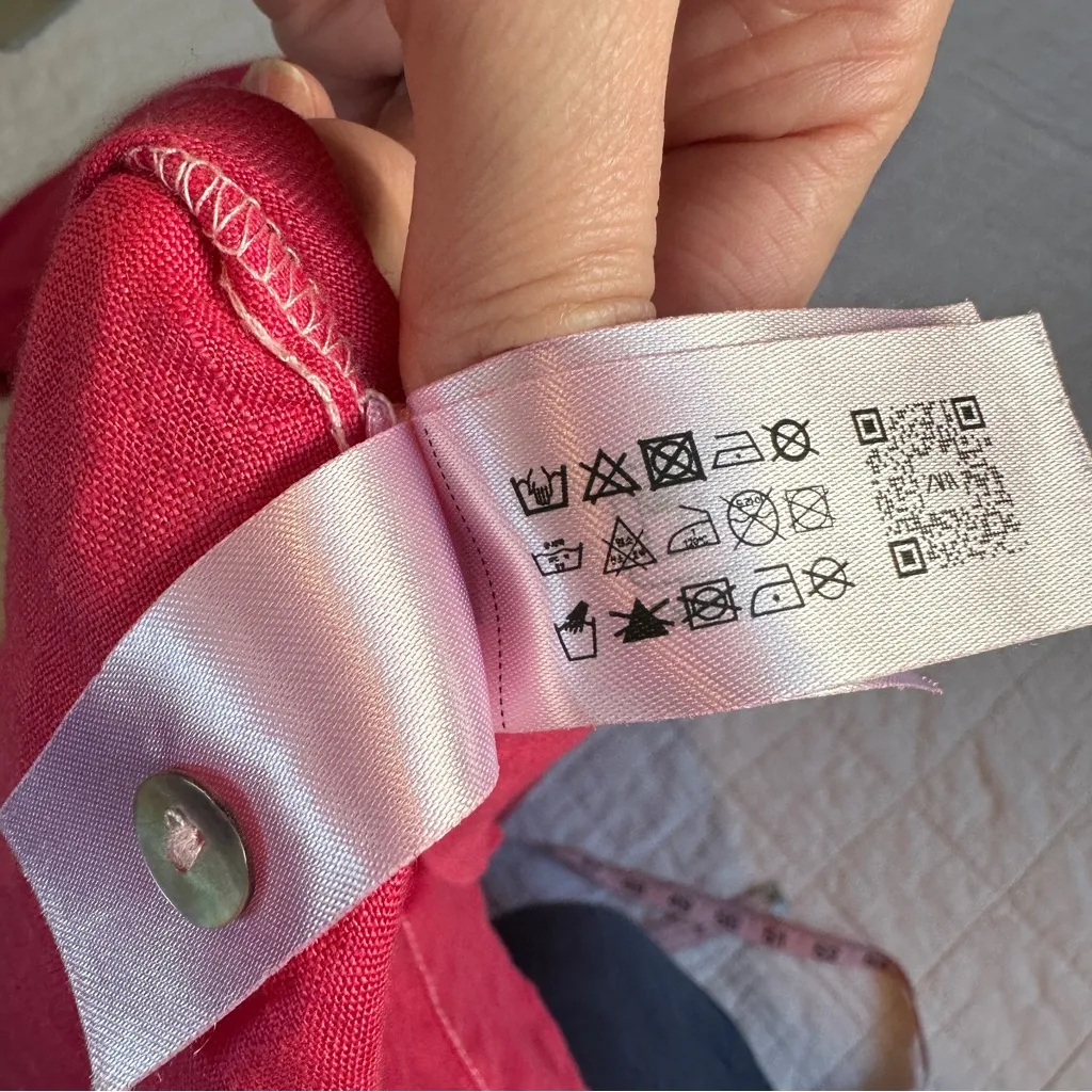 Zara ZW Collection Linen Tunic Dress Pink Small - Image 8