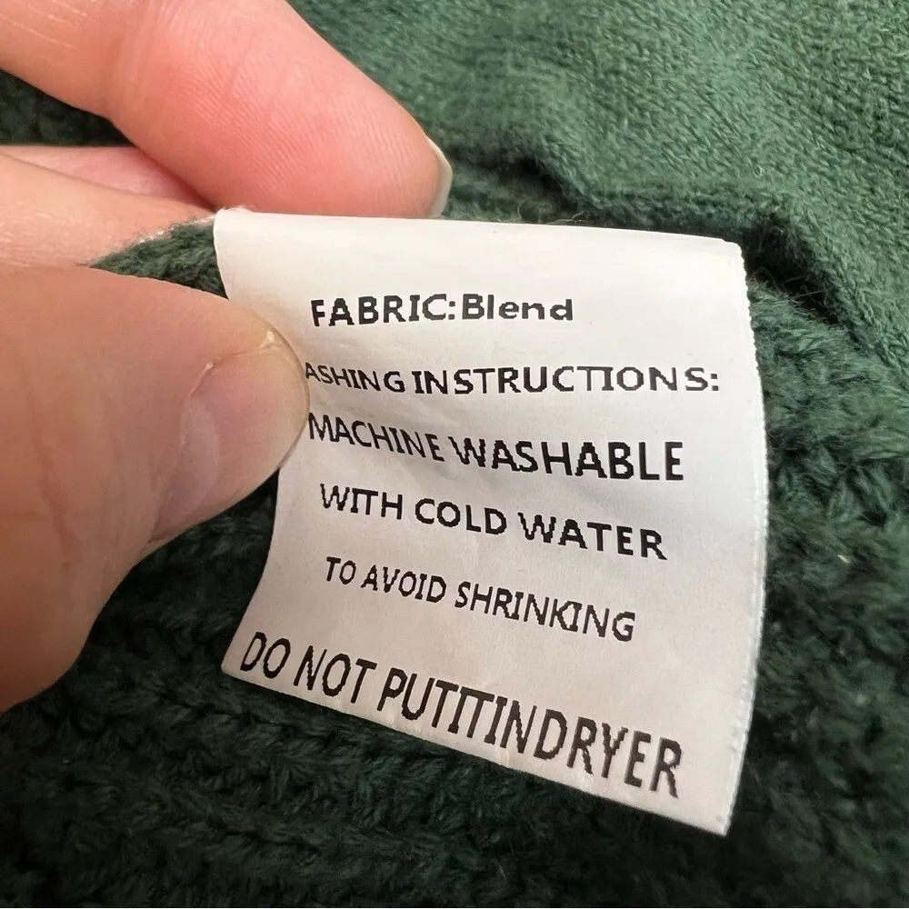 Vintage Forest Green Knit Cardigan Quilted Elbow Patches Academic Prep Size L Size L - Image 9