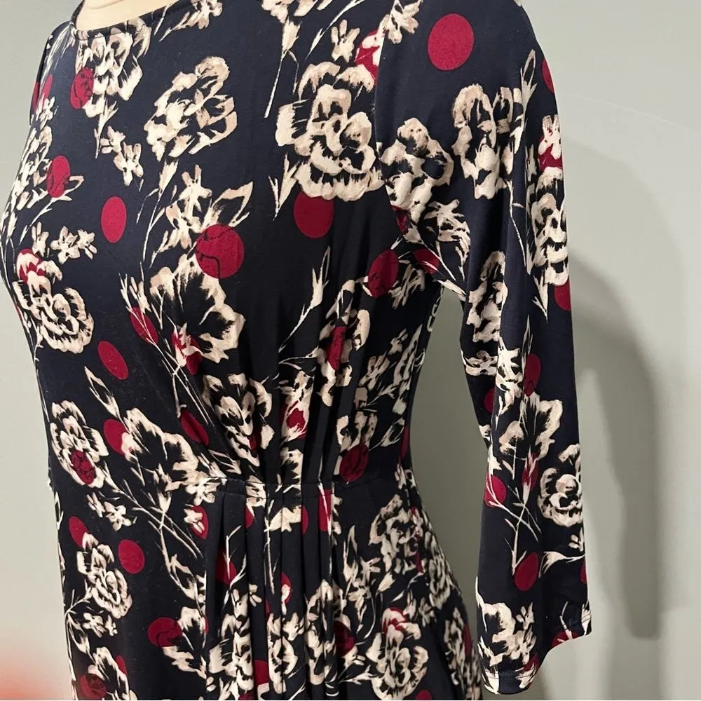 A Pea in the Pod Maternity Black & White Floral Red Polka Dot 3/4 Sleeve Dress S - Image 2