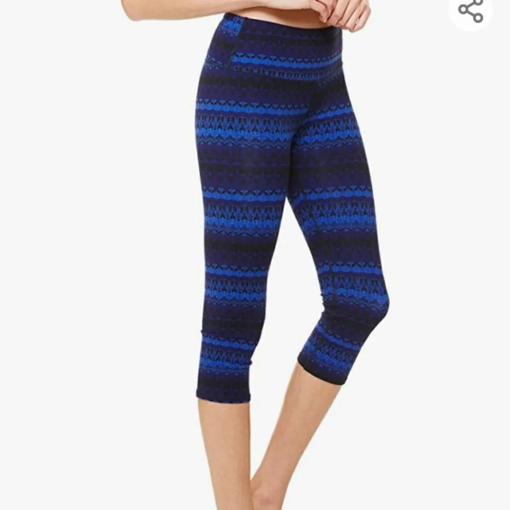 Alo Yoga Airbrush Capri Artic Royalty Blue & Black Leggings (S) - Image 2