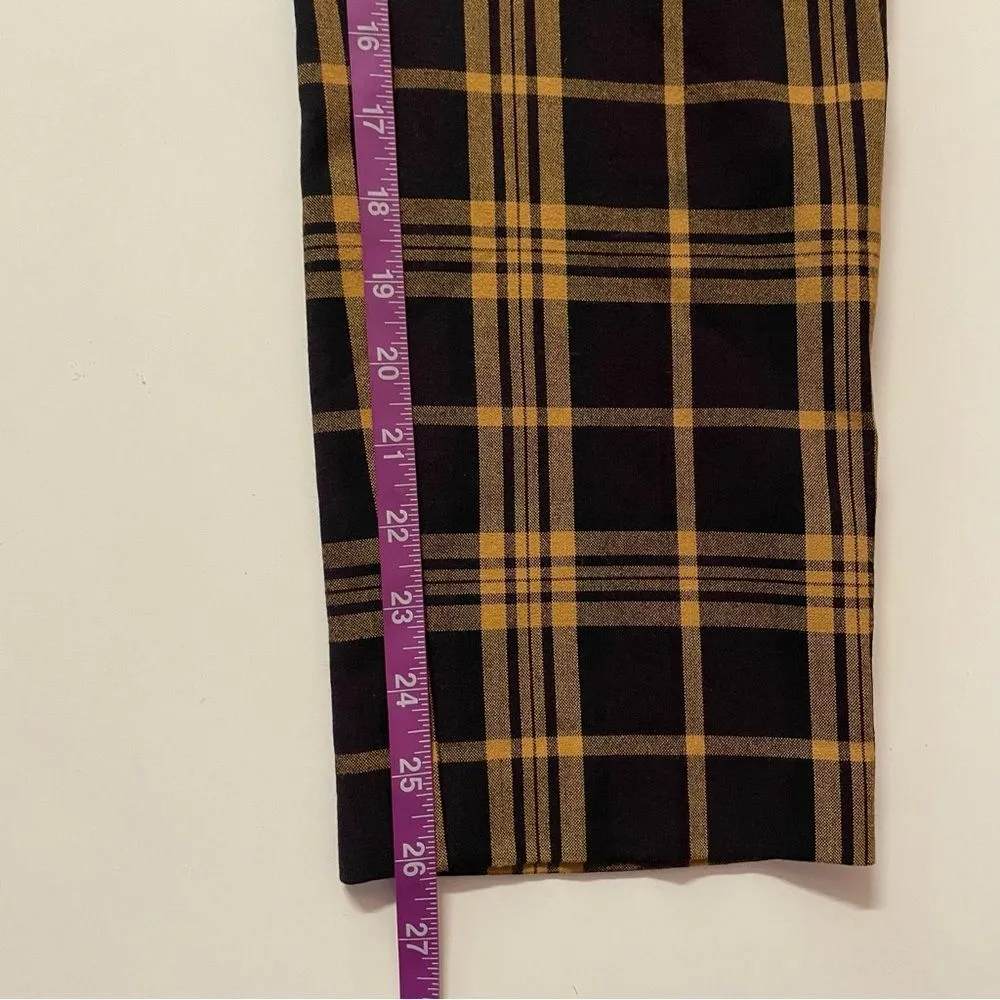 Aritzia Wilfred Darontal Black/Yellow/Dark Wine Plaid Pants Sz 00 24” Waist EUC - Image 6