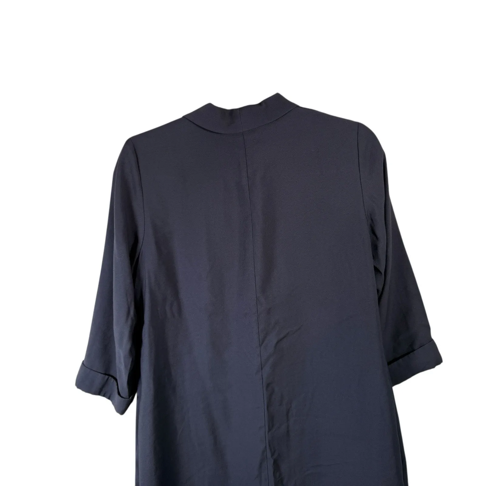 COS  Navy Blue Long Line Open Front Duster Blazer Jacket Career Office Womens 4 - Image 9