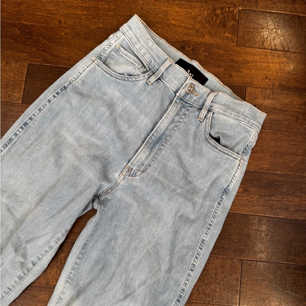 Saks 3x1 NYC light wash side slit flare high waisted stretch jeans - Image 5