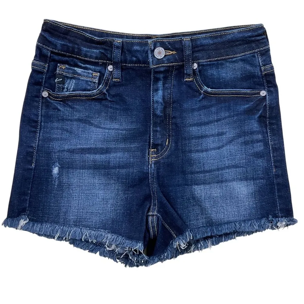 KanCan Jean Shorts Womens S 'Gemini High Rise' Cut Off Stretch Denim Dark Wash Blue - Image 2