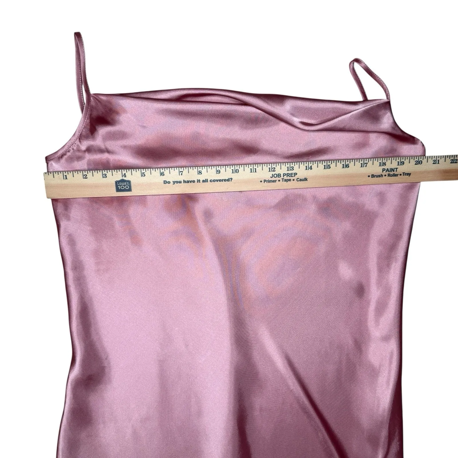 Bebe Dusty Rose Pink Satin Cowl Neck Slip Dress Size XL Made in USA Y2K 2000s - Image 4