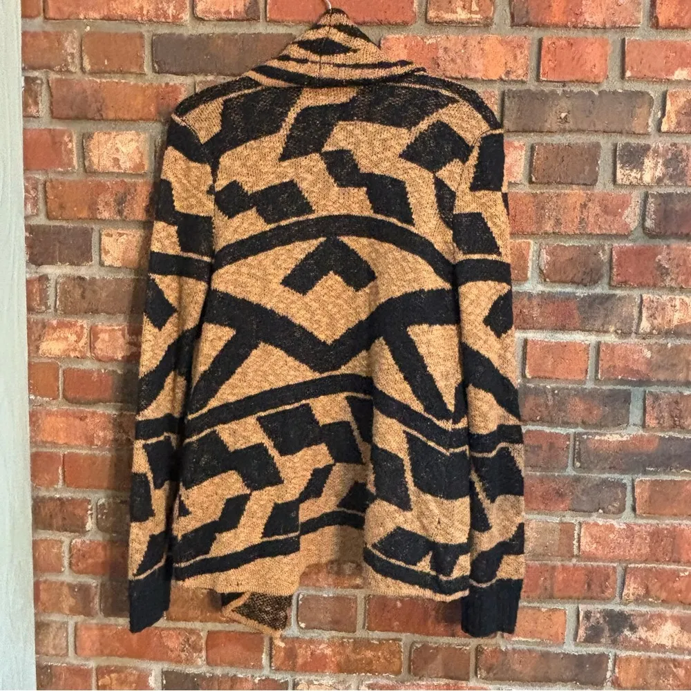 Element womens geometric open front waterfall hem cardigan sweater brown/black M Brown Size M - Image 5