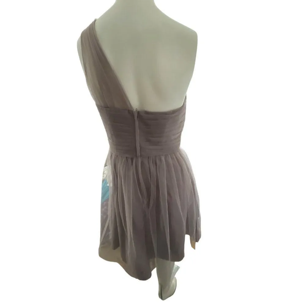 David's Bridal One Shoulder Tulle Sweetheart Bridesmaid Dress Grey purple sz 6 - Image 3