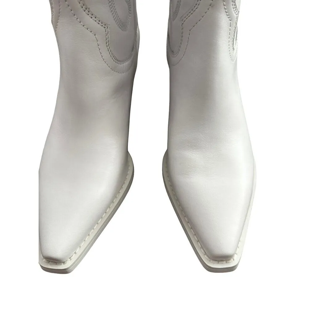 Jeffrey Campbell DAGGET White Leather Mid-Calf Pointed Toe Boots Size 8.5 - Image 3