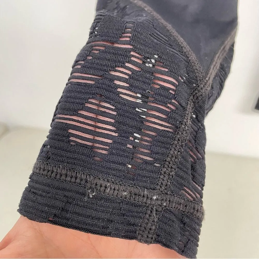 Vimmia Black Low Rise Full Length Leggings Womens S Yoga Pants Sheer Lace Trim - Image 3