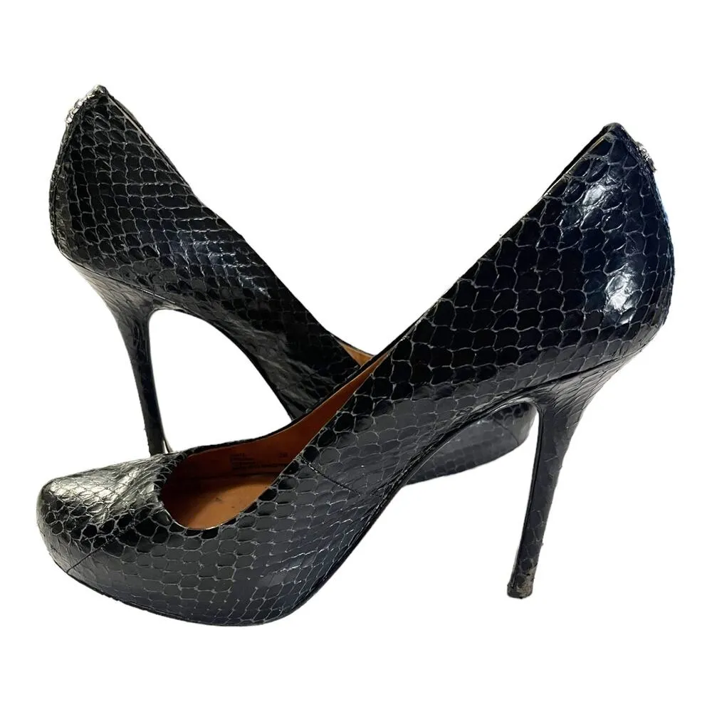 COACH Snake Embossed Pumps Leather Black Stiletto Heels Almond Toe Size 7 GUC - Image 11