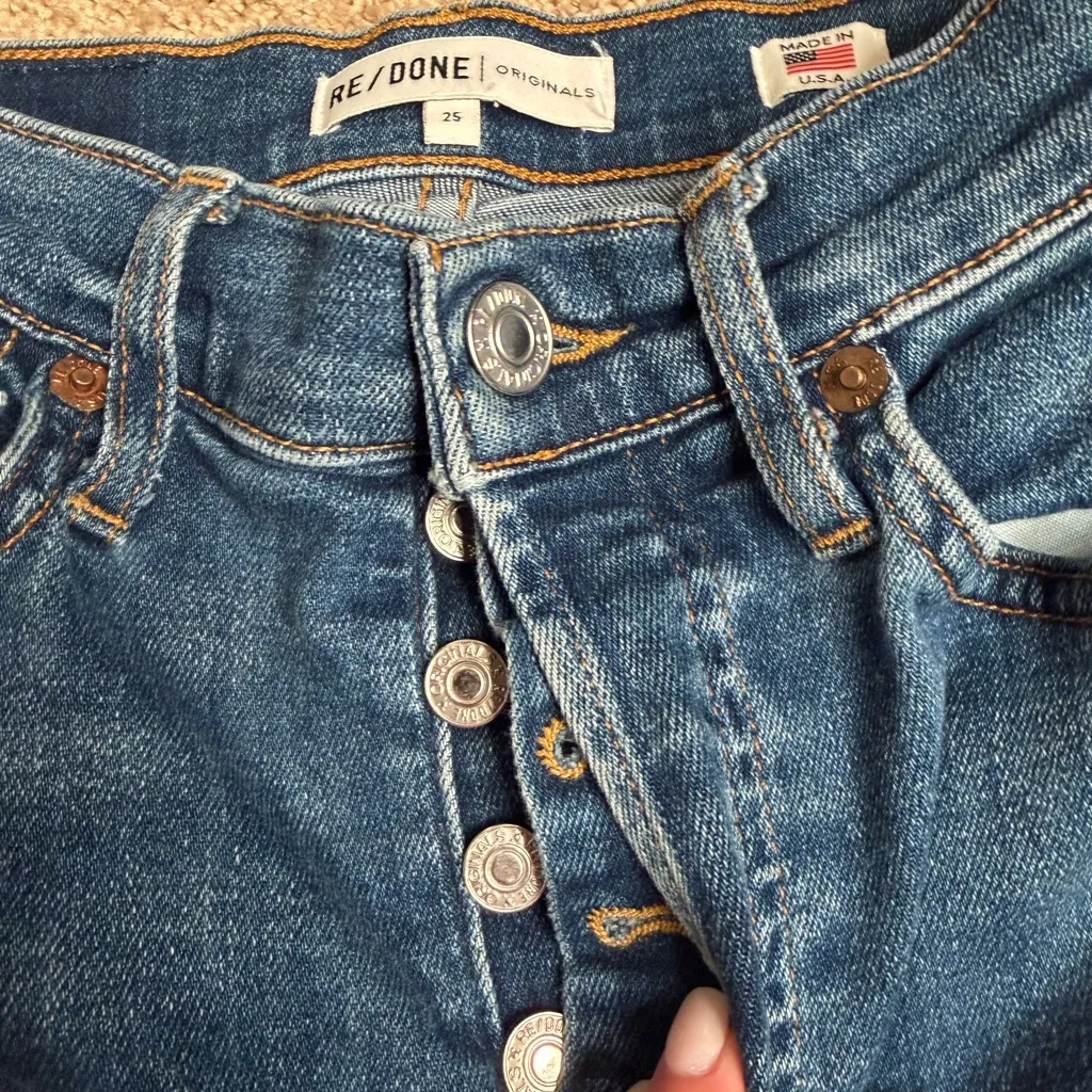 Re/Done High Rise Ankle Crop Jeans Size 25 - Image 3