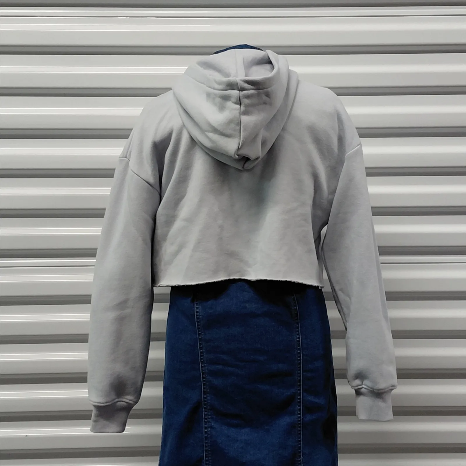 SELF E Womens Jacket Size XS Gray Y2K Cropped Hoodie Full Zip Quilted Heart NWT - Image 4