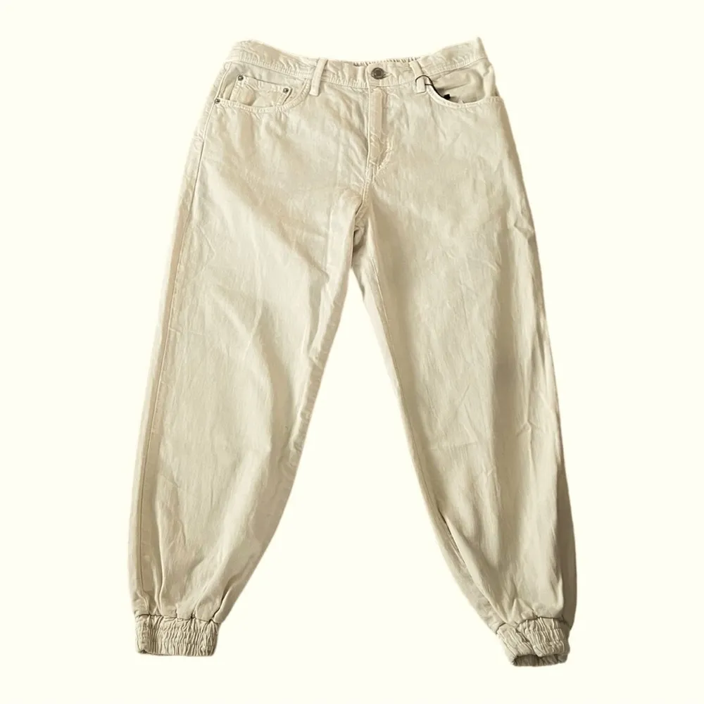 ZARA The Mercer Jogger Mid Slim Fit Cropped Leg Ecru Size L NEW - Image 3