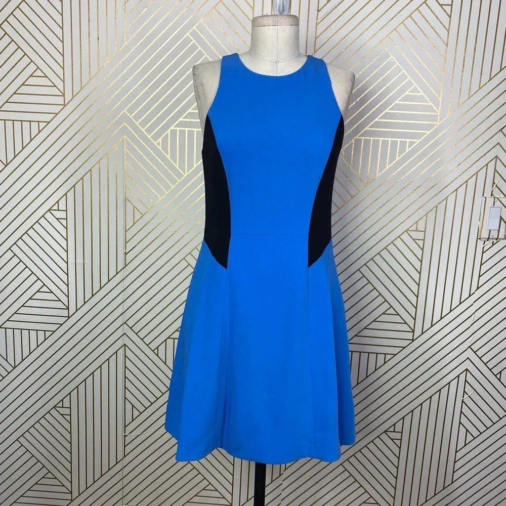 Rag and Bone Adeline Colorblock Fit & Flare Dress in Blue & Black Size‎ US 4 - Image 3