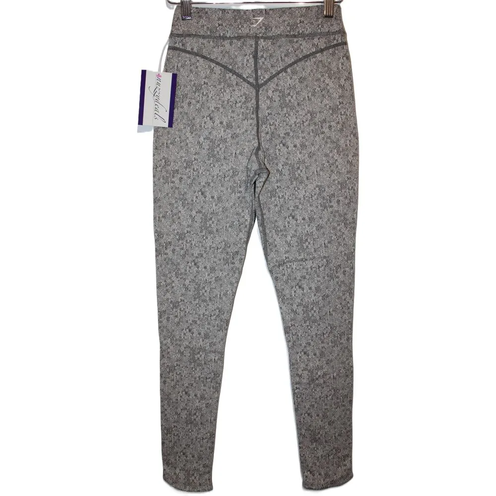 Womens Gymshark Fleur Textured Gray High-Waisted Activewear Leggings Size S NWOT - Image 2