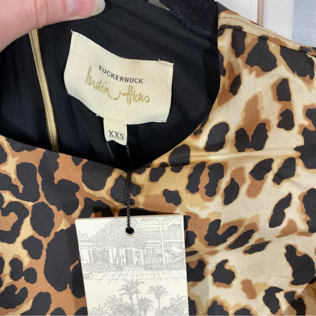 Tuckernuck‎ x India Hicks Leopard Domino Long Sleeve Mini Dress Animal Print XXS - Image 3