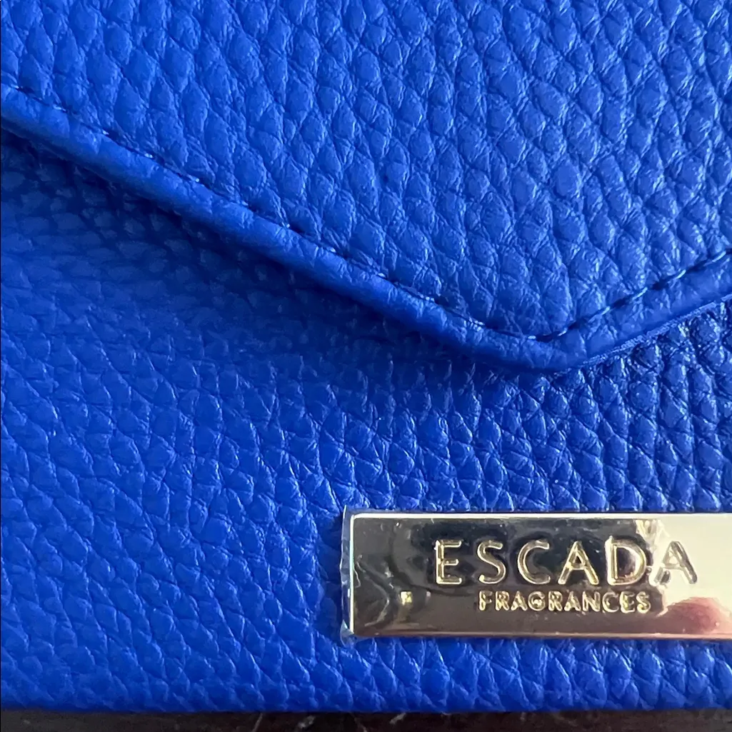 Escada Fragrances Blue Indigo Pebbled Faux Leather Mini Shoulder Purse Bag - Image 2
