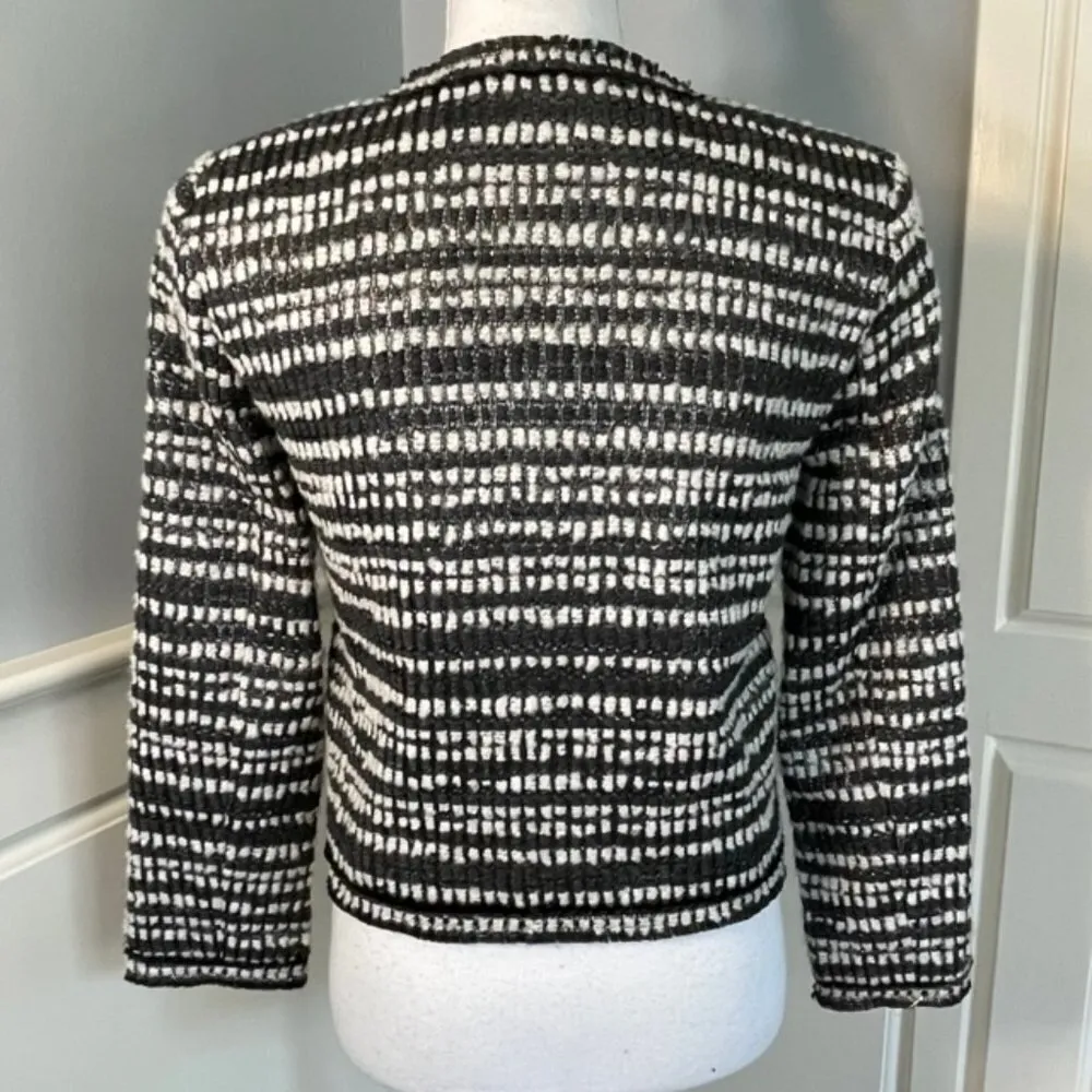 Alice + Olivia Kidman Metallic Tweed Striped Lady Jacket XS - Image 6
