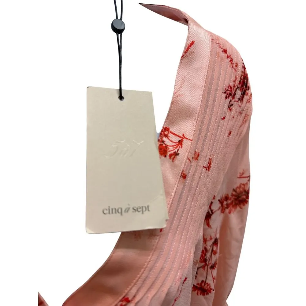 Cinq À Sept Womens Pale Rose Multi Floral Blouse dress shirt Size M SKU 7025 - Image 5