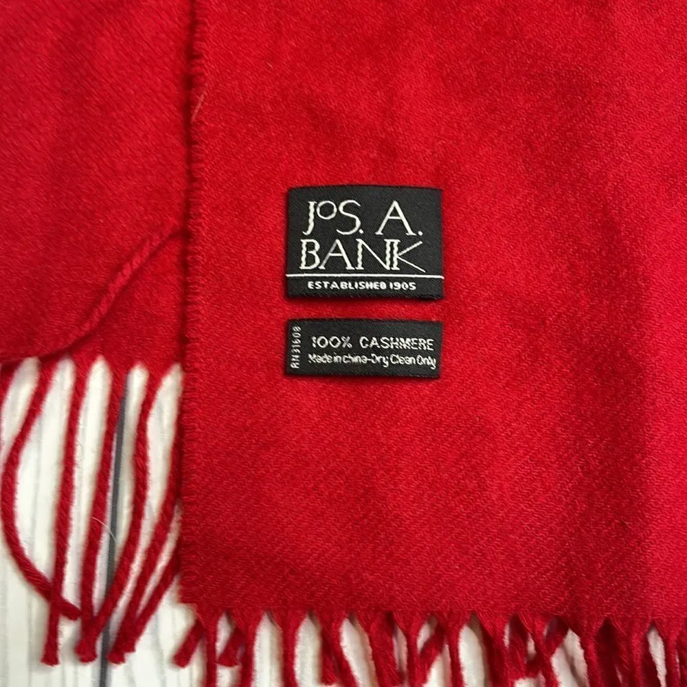 Jos. A. Bank 100% cashmere red tassel scarf - Image 2