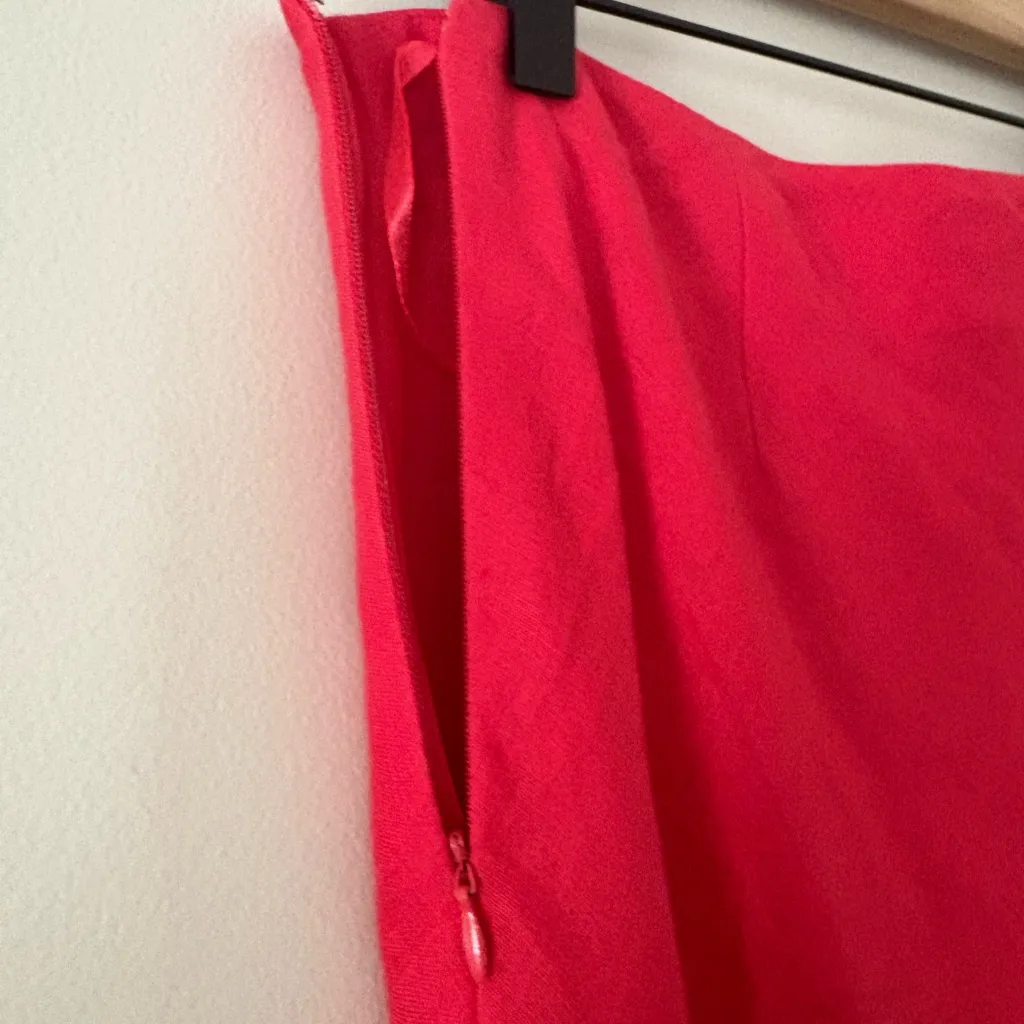 J.G. Hook Vintage A Line 100% Linen Midi Skirt Lined Side Zip Red Size 10P - Image 6