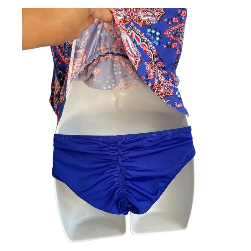 Cremieux Blue Paisley Halter Swimsuit. Size M - Image 5