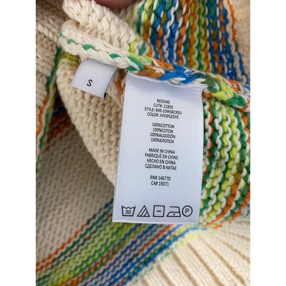 $375 NWT RE/DONE BABY RAGLAN CREWNECK IVORY SPACE DYE SZ SMALL - Image 7