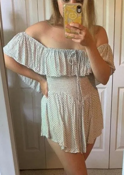 Black And White Polka Dot Romper - Image 2