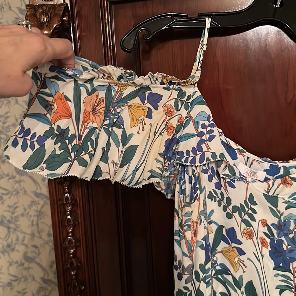 Parker fancy flouncy maxi L large dress nwot elastic waist ruffled uneven pretty - Image 5