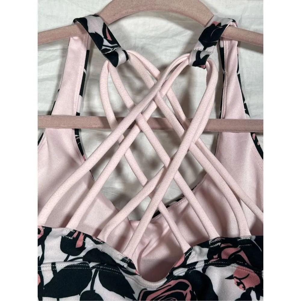 NWT Wildfox Sweat Women's Stretch Criss Cross Rose Floral Print Sports Brand New - Image 6