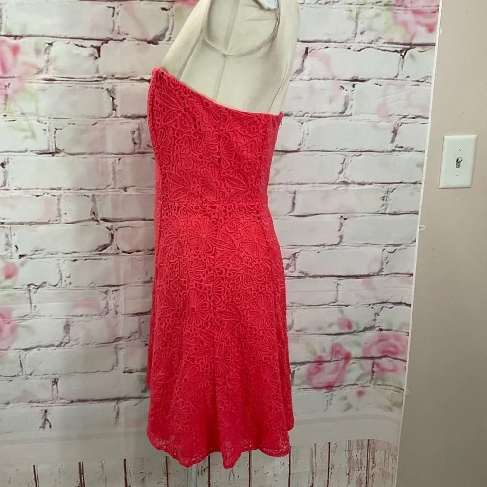 Lilly Pulitzer Women's Strapless Vicki Island Lace Dress In Coral Size 8 - Image 9