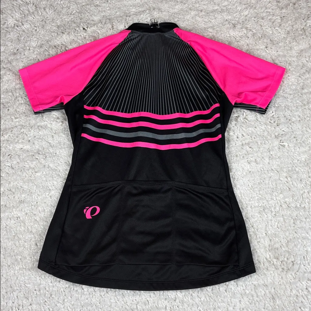 Pearl Izumi Women’s Cycling Jersey Short Sleeve Full Zip Black Pink, Size Med - Image 5
