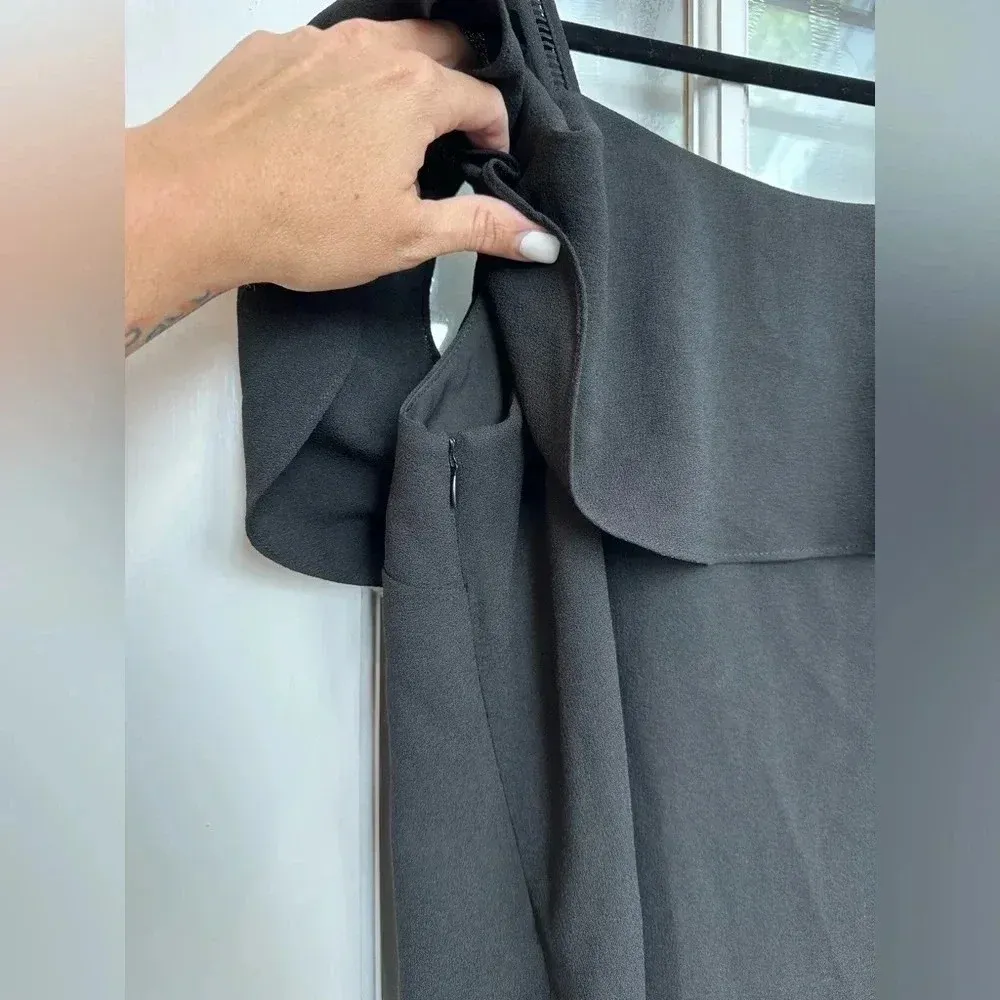 Maggy London Classic Black Cold Shoulder Ruffle Shift Dress Women’s Size 14 - Image 8