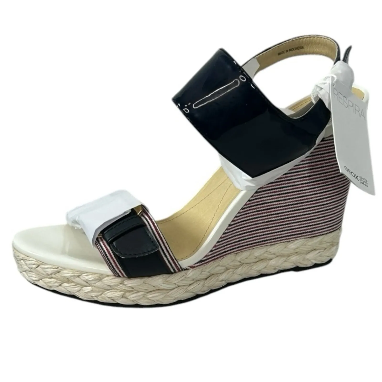 Geox Respira Janira Wedge Sandals Black Patent NIB Women’s Size 9 - Image 2