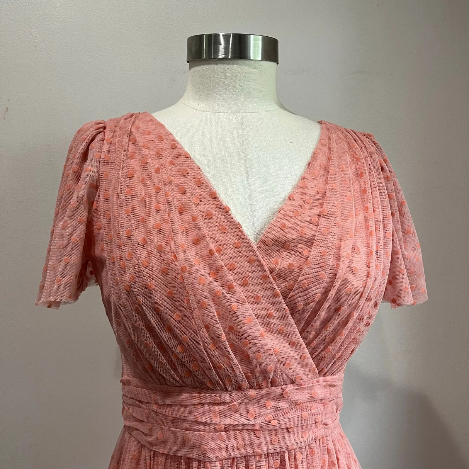 Gal Meets Glam Zelda Retro Polka Dot Pink Dress Size 4 - Image 10