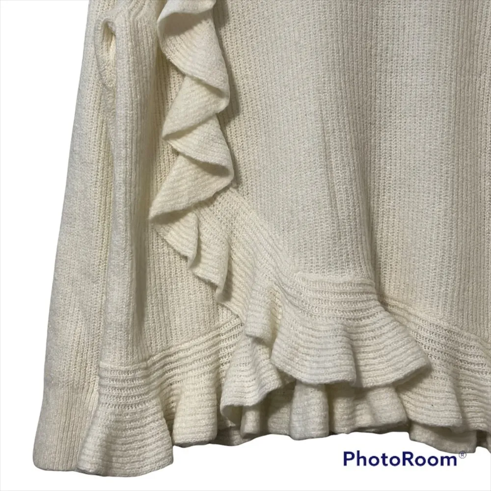 KAARI blue 3X women’s curvy ruffle hem long sleeve ivory sweater soft plus NWT - Image 6