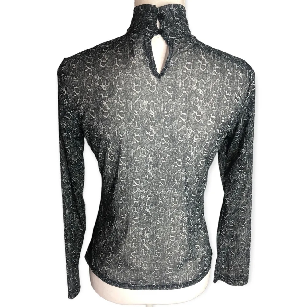 Eva Castillo Snake Print Mesh Long Sleeve Cowl Neck Top Size XL - Image 90