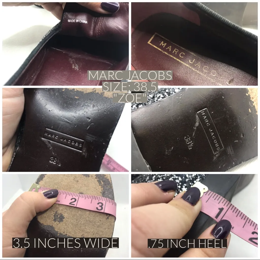 MARC JACOBS BLACK & SILVER GLITTER "ZOE"  LEATHER & FABRIC LOAFER SHOES (38.5) - Image 14