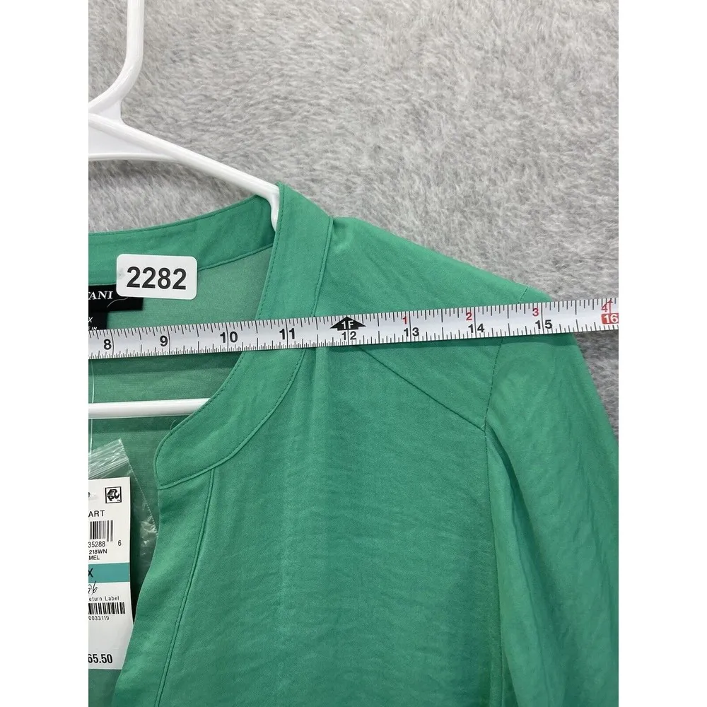 Alfani Women's Blouse Bell Sleeve Tie Front VNeck Plus Size 0X Green - Image 8