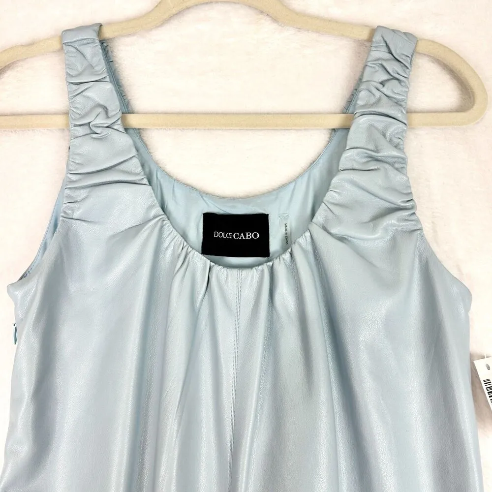 Dolce Cabo Faux Leather Sleeveless Dress Size XS NWT Light Blue Tank Shift - Image 5