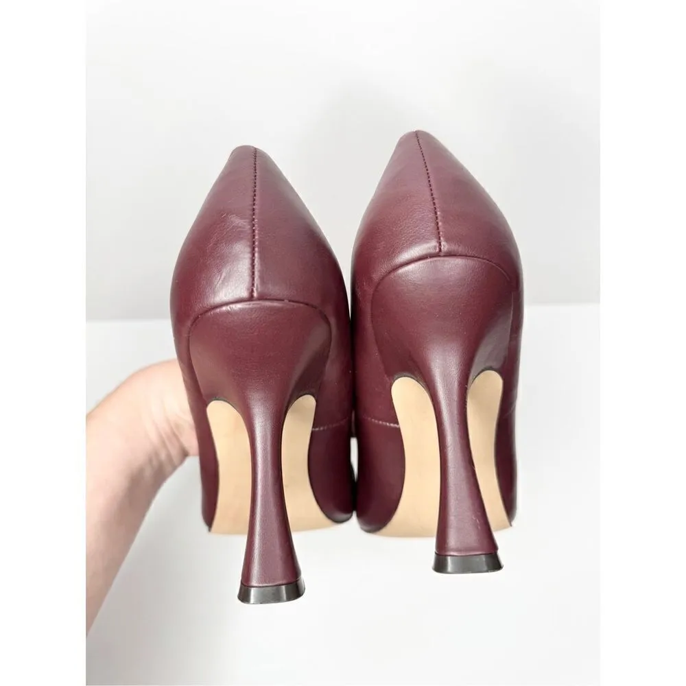 Gabrielle Union Pumps Size 7.5‎ Pointed Toe Burgundy Twist Detail Slip On Shoes Red - Image 8