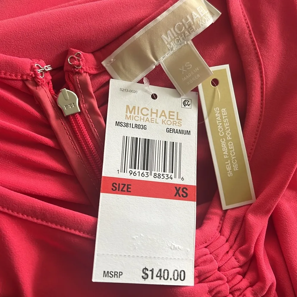 Michael Kors Ruched Matte Jersey Cocktail Halter Dress, NWT, Size XS Retail $140 - Image 4