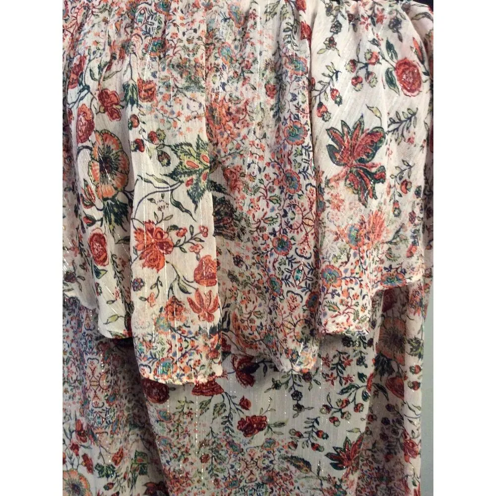 Victoria's Secret Chiffon Sheer Ruffled Romantic Floral Top Size M Spaghetti EUC - Image 5