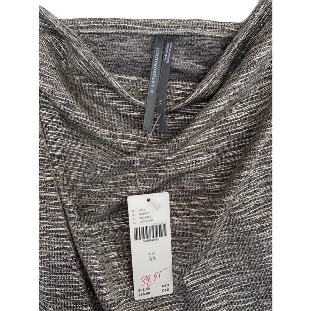 By Anthropologie Metallic Silver Cowlneck Tank Top NWT XS - Image 3