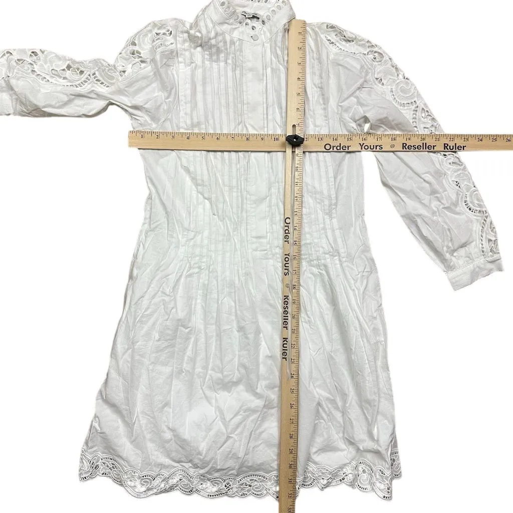 NWT Madewell Women's White Eyelet Pintucked Mini Dress Size XS Boho Preppy - Image 6