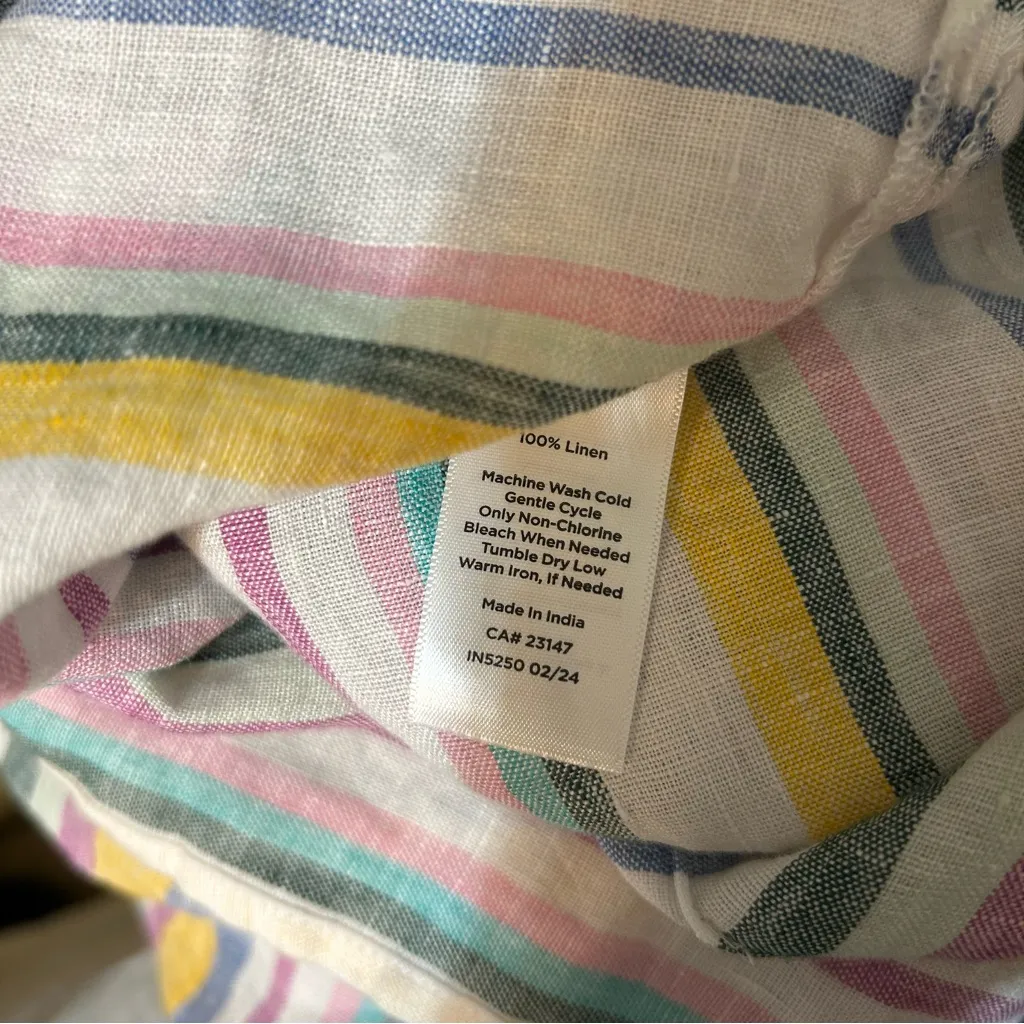 Talbots Linen Halter Tank Top Festive Stripe 2x - Image 8