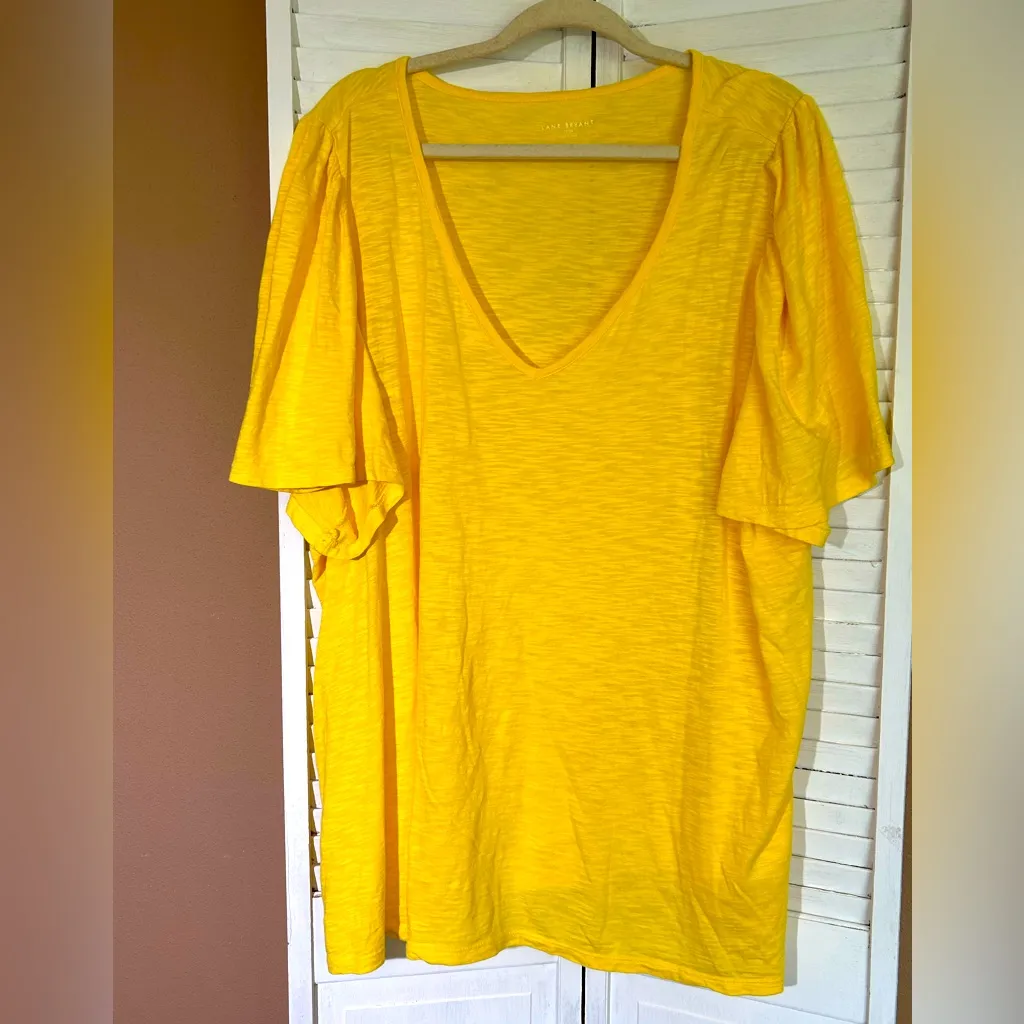 Lane Bryant Womens size 22/24 yellow vneck tshirt blouse - Image 2