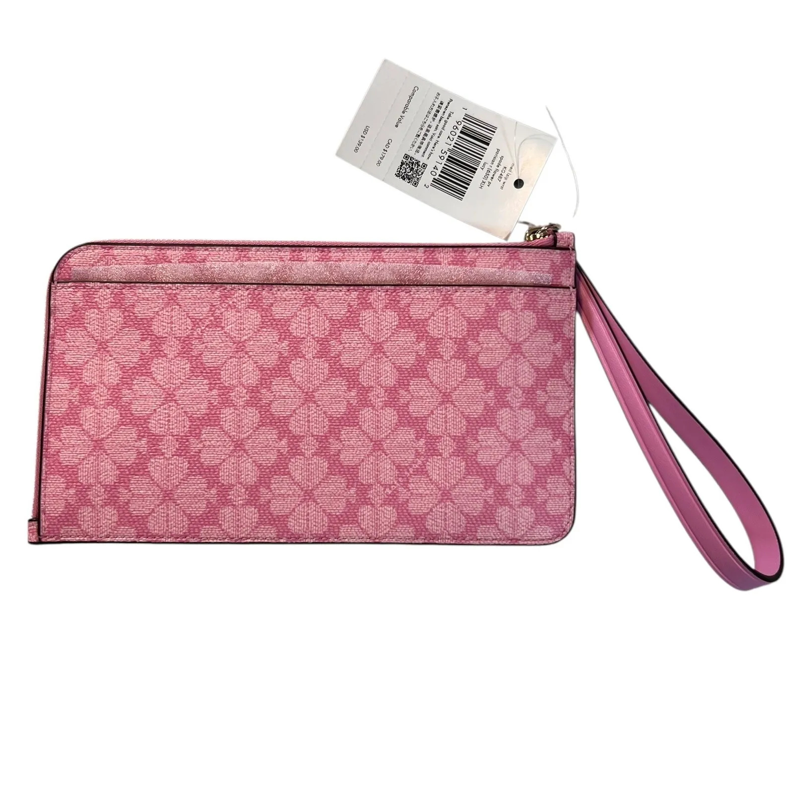 Kate Spade Spade Flower Med Zip Wristlet Pink Jacquard NWT $139 - Image 6