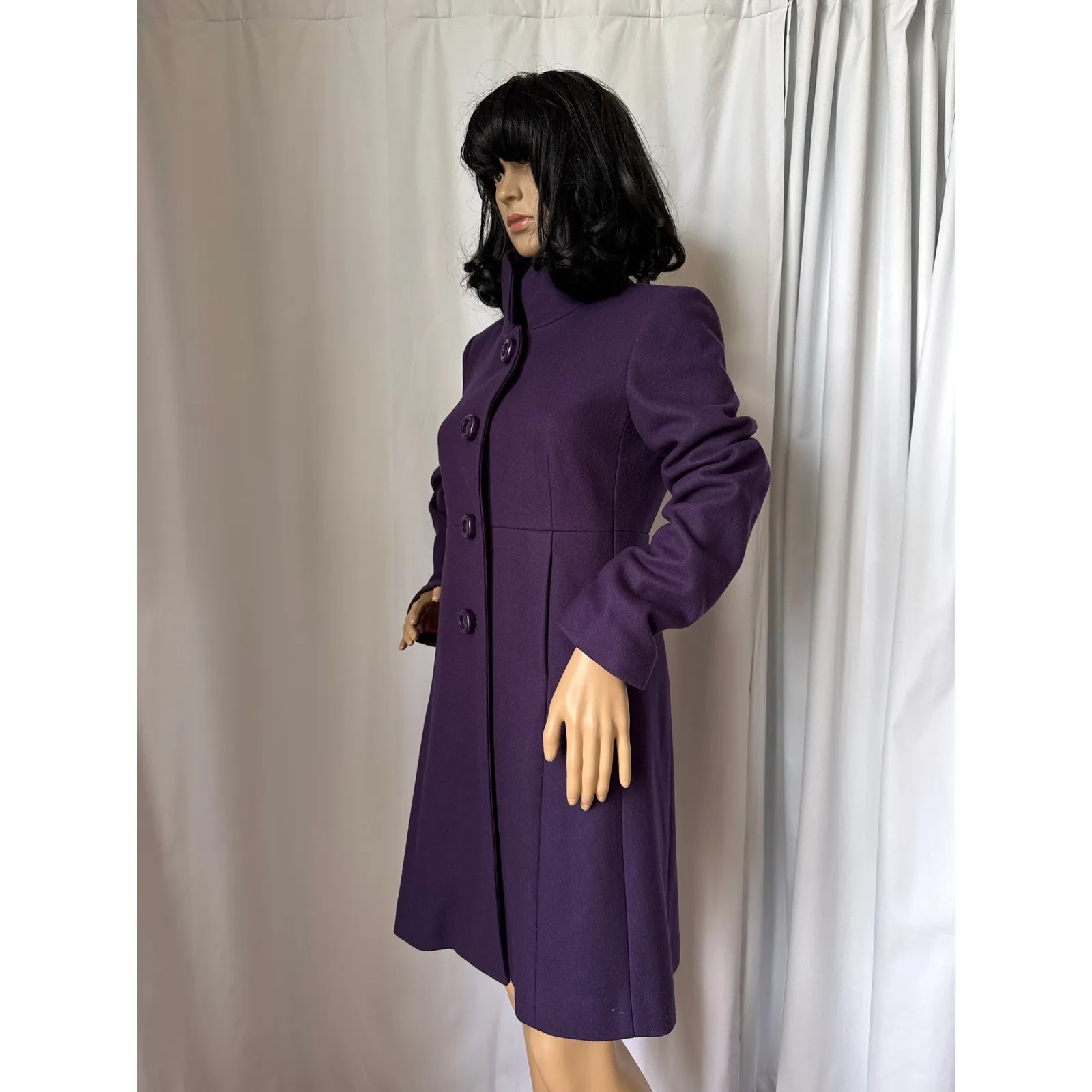 J. Crew Uptown Dress Purple coat pleated stand collar preppy size 2 - Image 10